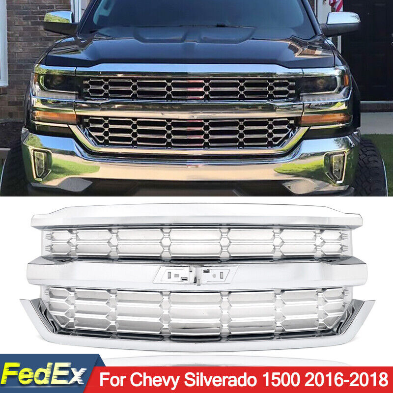 For Chevrolet Silverado 1500 2016-2018 Front Upper Bumper Grille Chrome 84056776
