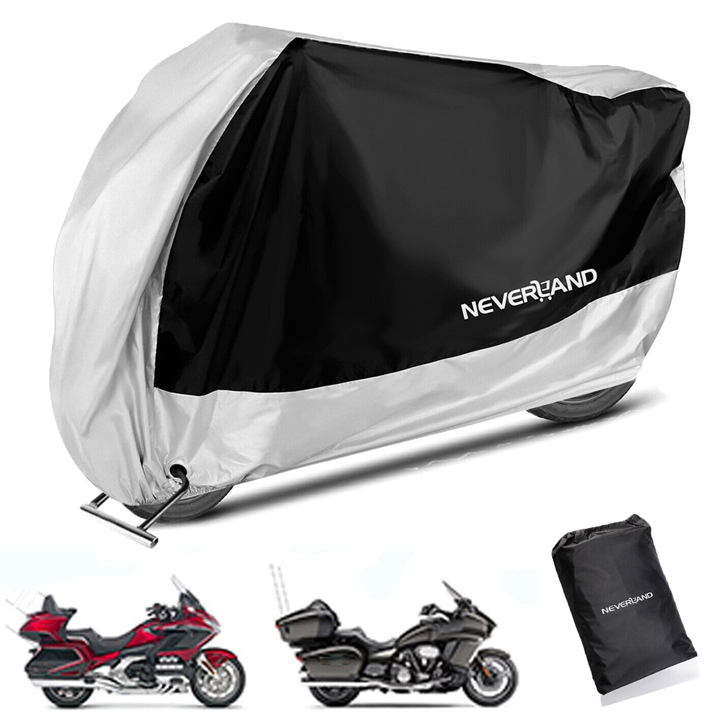 XXXL Black&Silver Motorcycle Cover For Honda Goldwing GL1800 1500 1200 1000 1100