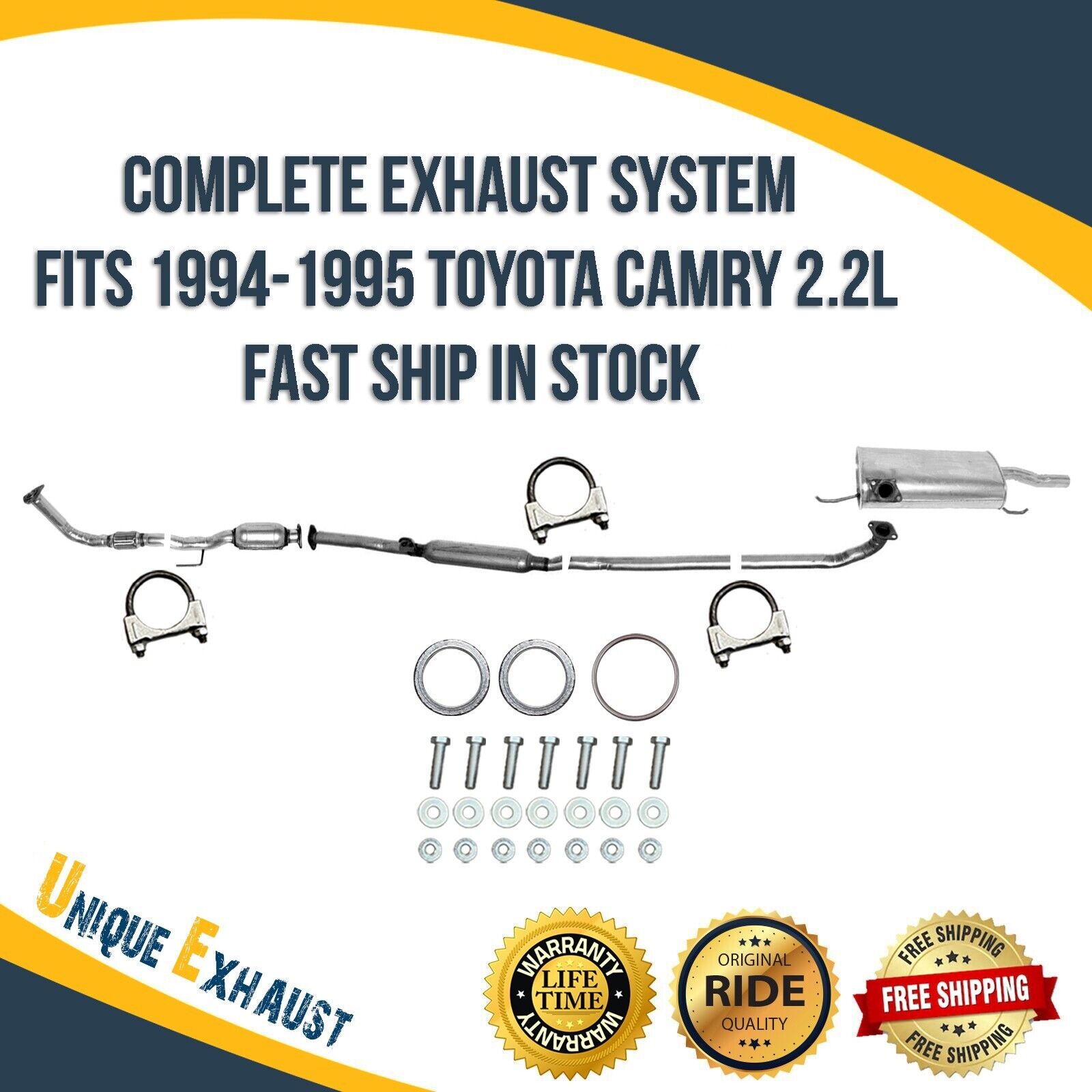 Complete Exhaust System Fits 1994-1995 Toyota Camry 2.2L Fast Ship In Stock