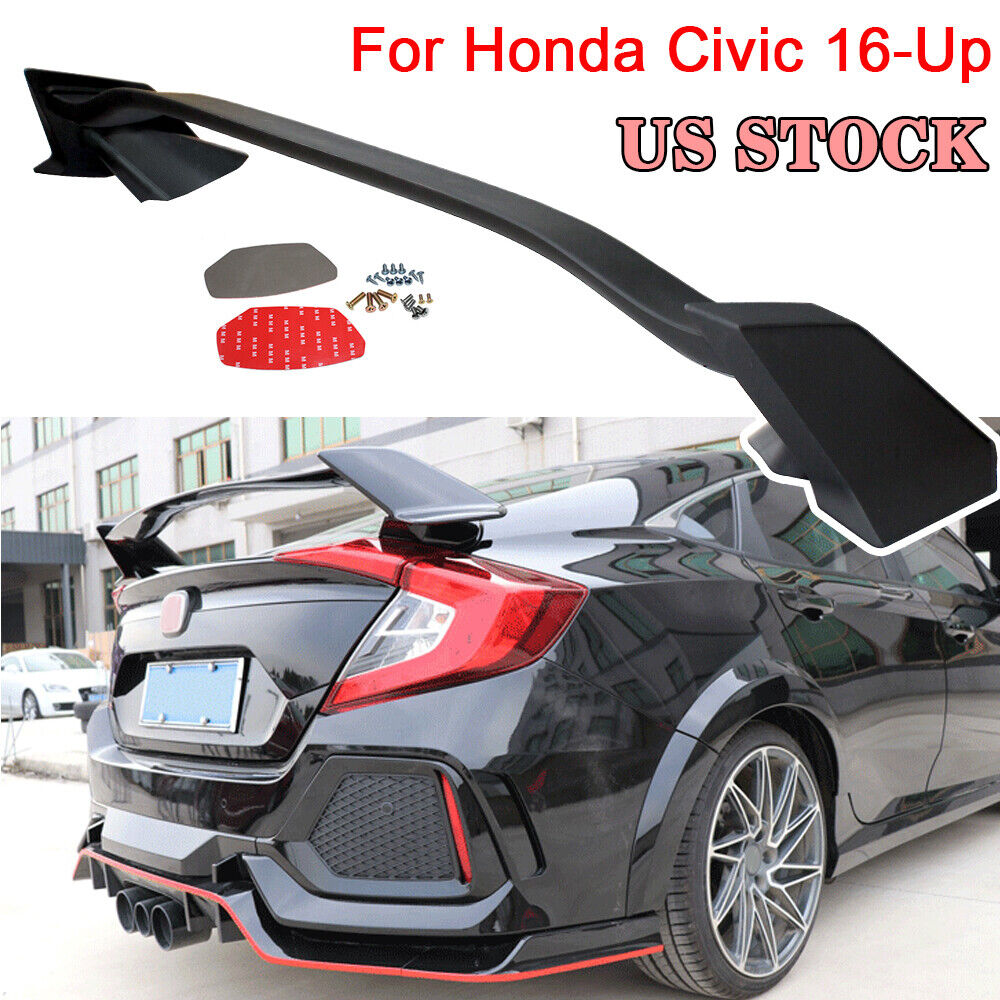 Fits 16-Up Honda Civic 4DR Sedan Type-R Black Primed Rear Trunk Wing Spoiler ABS