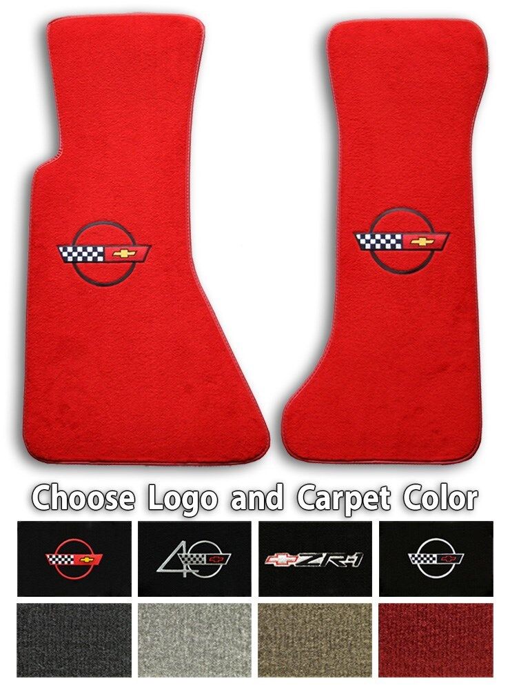 Chevrolet Corvette C4 Logo Cutpile Carpet Floor Mats - Choose Mat Color And Logo