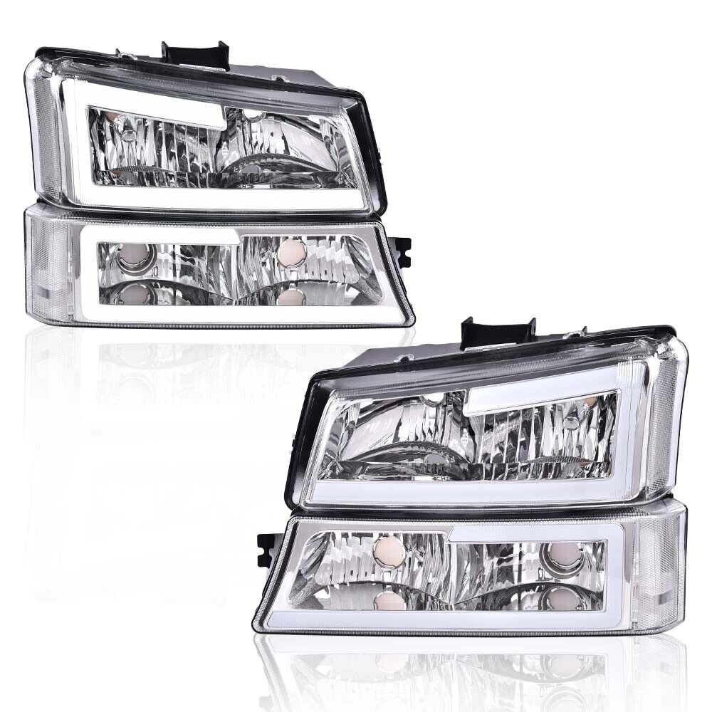 FIT FOR 03-07 SILVERADO AVALANCHE LED DRL HEADLIGHT BUMPER LAMPS CHROME/CLEAR