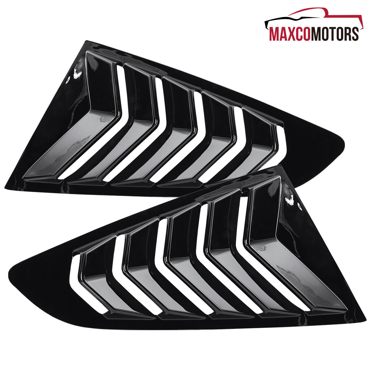 Window Louvers Fits 2015-2018 Mustang Glossy Black Quarter 1/4 Side Scoop Cover