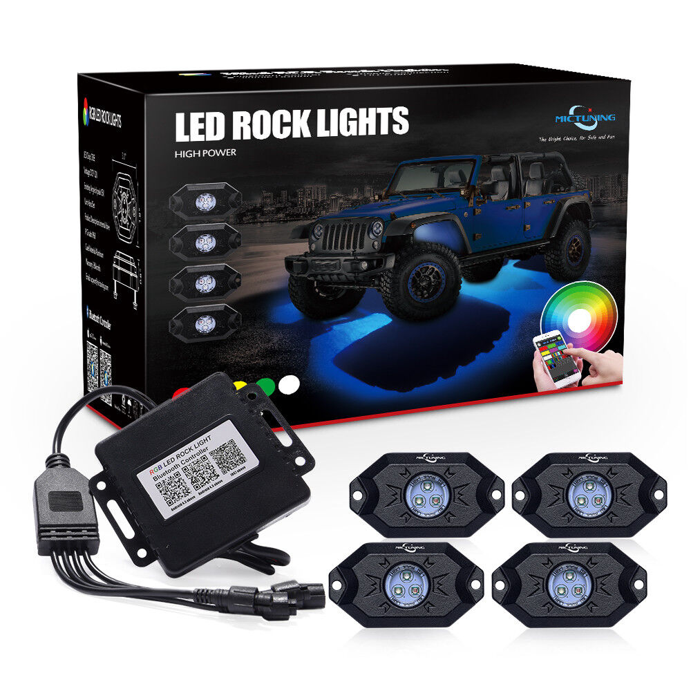 4 Pods RGB LED Rock Lights Off-road Bluetooth Controller Neon LEDs LAMP 2nd-Gen
