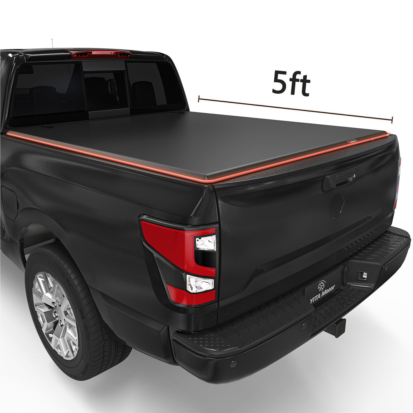 5FT 3-Fold Bed Tonneau Cover For 05-24 Nissan Frontier Reflective Strip Style