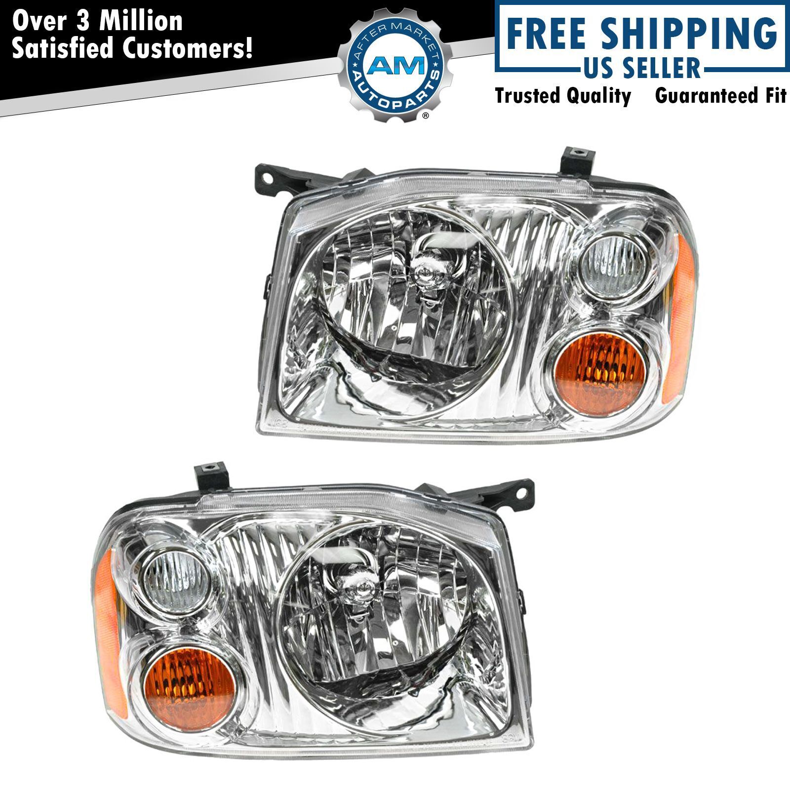 Headlights Headlamps Pair Set Left & Right for 01-04 Nissan Frontier Pickup