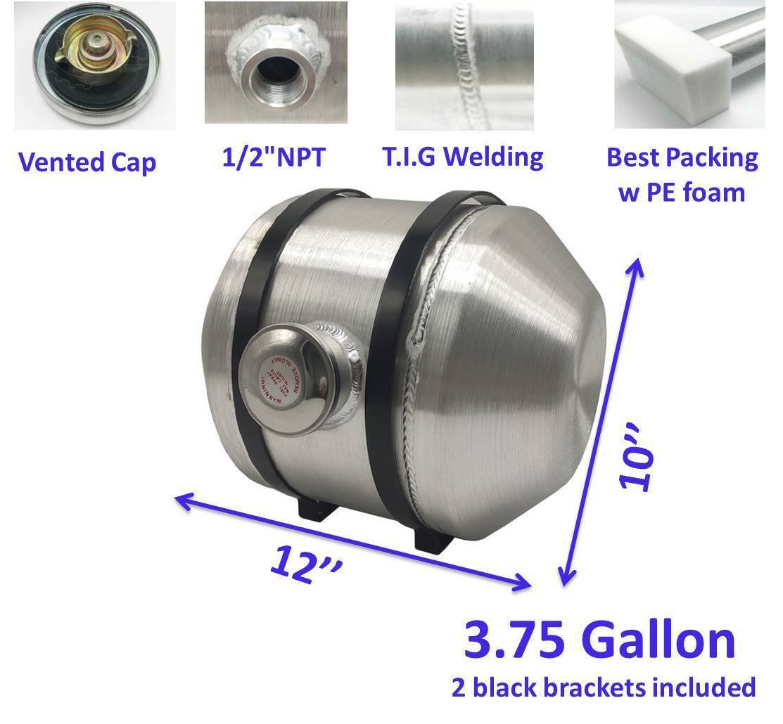 10''x12'' 3 3/4 Gallon 1/2'' NPT Center Fill Aluminum Spun Fuel Tank Gas Tank