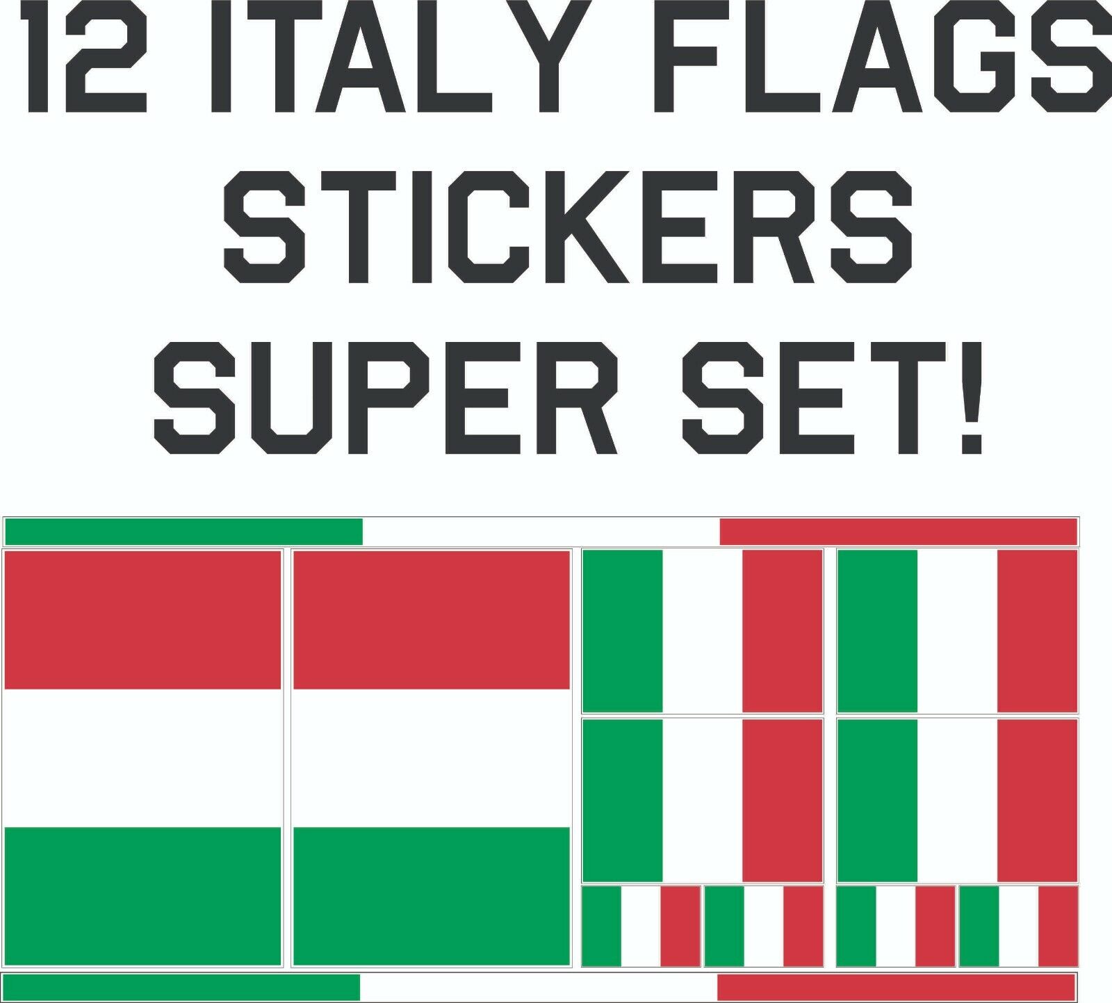 12 Italian Flag Sticker Decal Vinyl Italy SUPER SET Italia bandiera