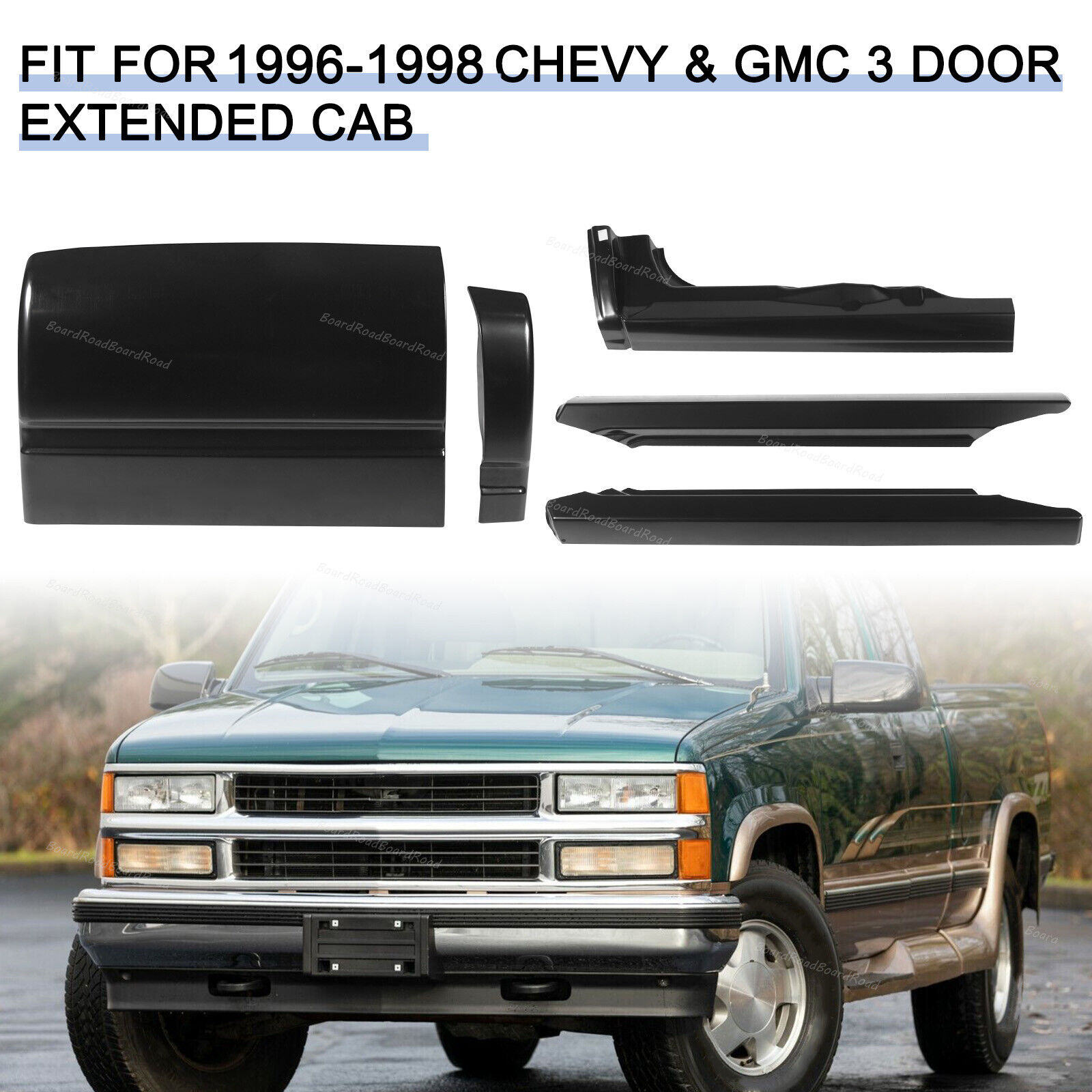 Fits 96-98 Chevy GMC C/K 3DR Extended Cab Front Rear Rocker Panels Cab Corners