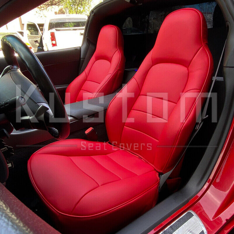 Chevrolet Corvette C6 Premium Custom All Red Leather Interior Seat Covers