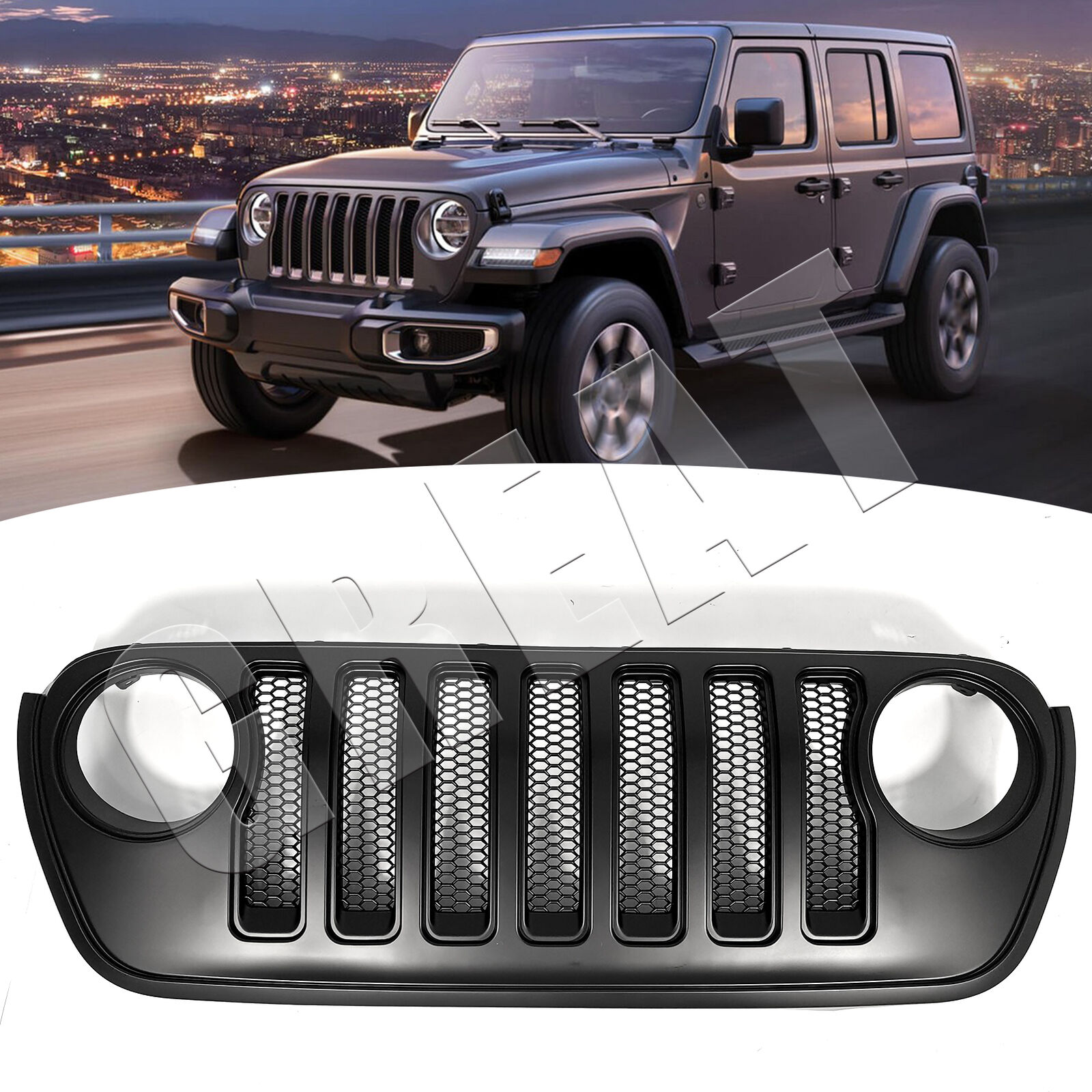 Fits 2018-2023 Jeep Wrangler 82215114 New Front Grille W/ Mesh Inserts Black