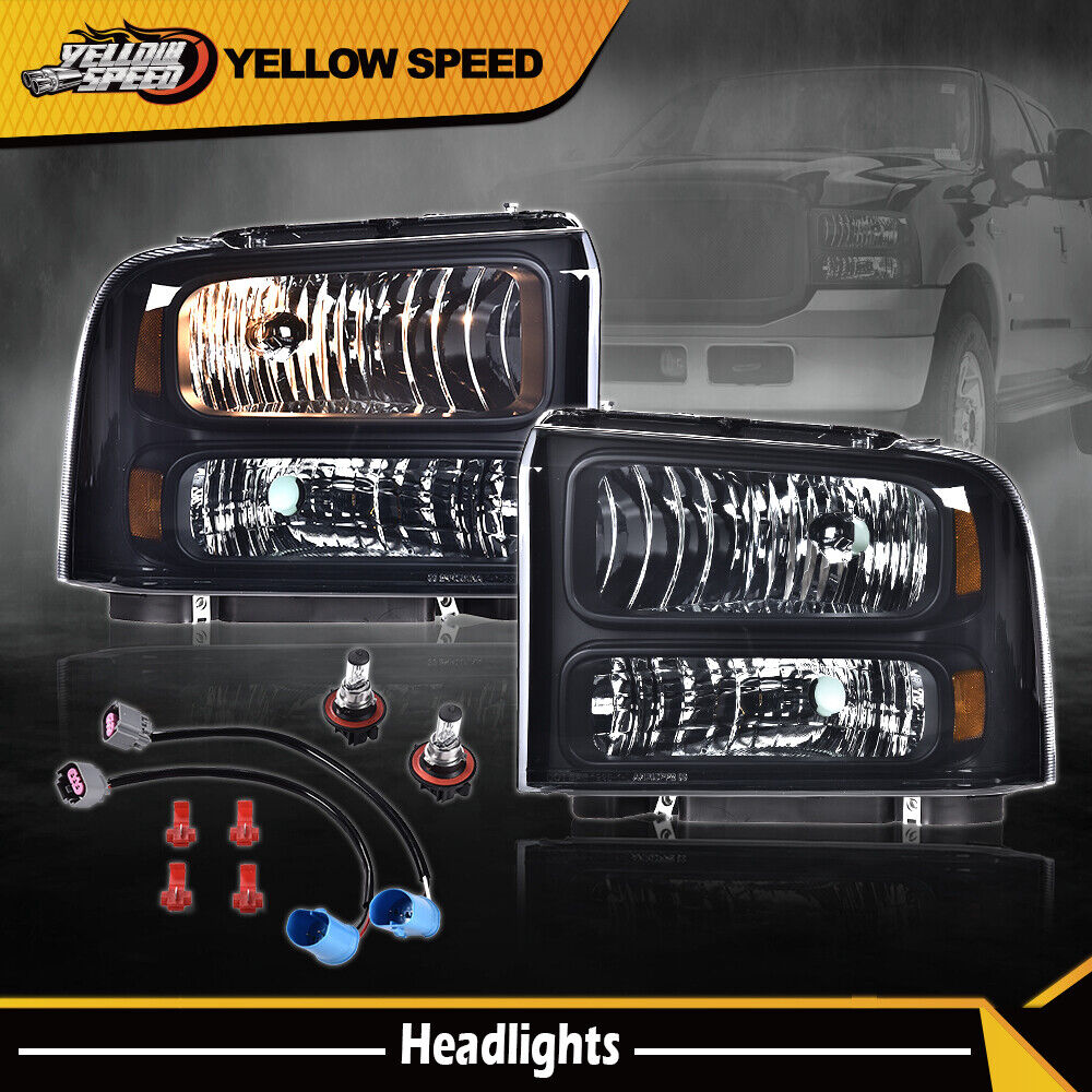 Fit For 99-04 Ford Super Duty F250 F350 Excursion Conversion Headlights W/bulb