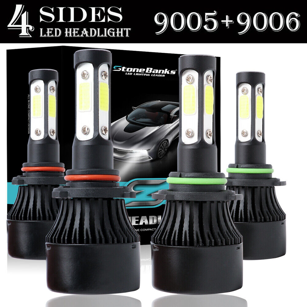 4-Side 9005 9006 Combo LED Headlight Kit High Low Beam Bulb 6000K 120W 32000LM