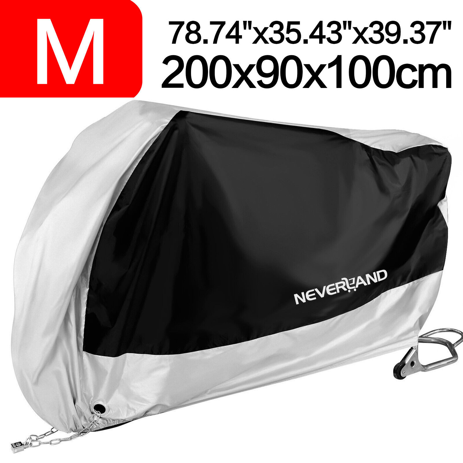 Black&Silver Waterproof Motorcycle Cover Moped Bike Scooter Dust Rain Protector