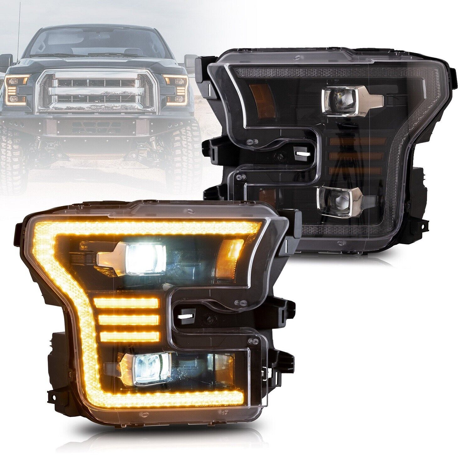 VLAND FULL LED Projector Headlights For FORD F150 2015-17 Front Lights Assembly