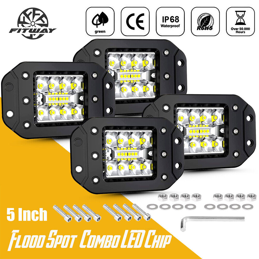 For 09-UP Dodge Ram LED Fog Light Kit(4x) Hidden Fog Cube Pods Lower Bumper Lamp