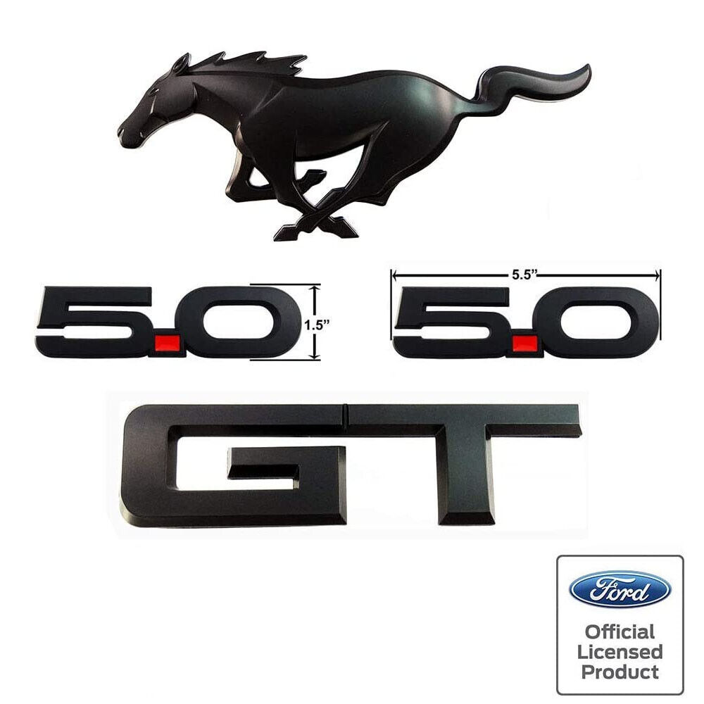 Fits 2015-23 Mustang GT Gloss Black Out Emblem Package Ford Officially Licensed 