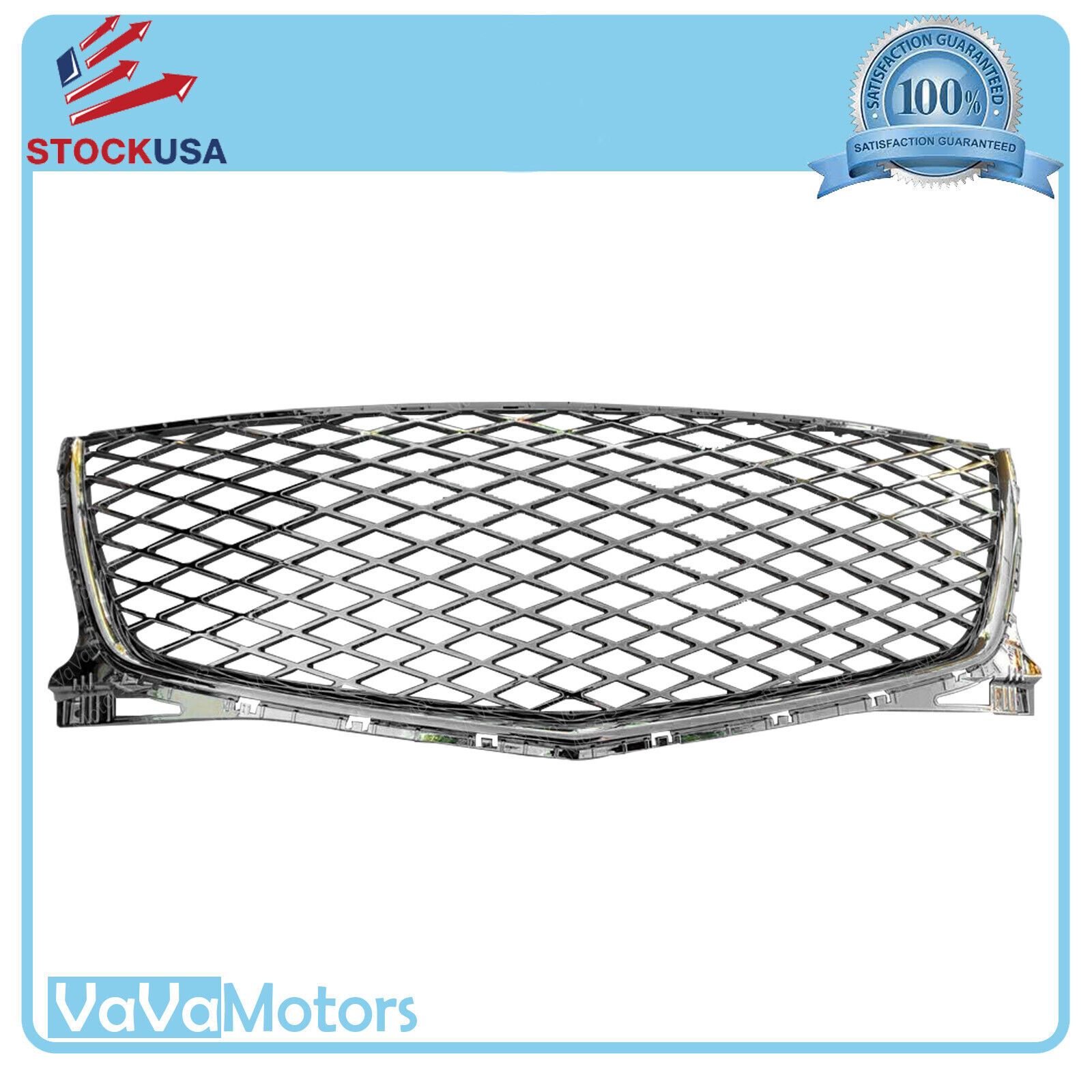 Fits 2021 2023 Genesis GV80 Front Bumper Upper Grille Grill ABS Assembly Silver