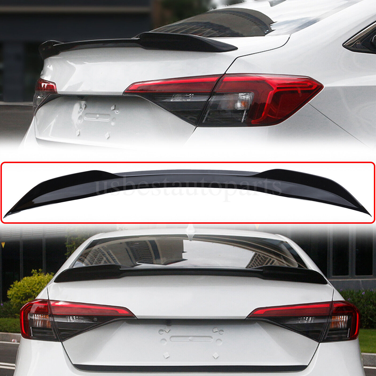 For 2021 2022 2023 Honda Civic Si Style Glossy Black Sport Trunk Spoiler Wing