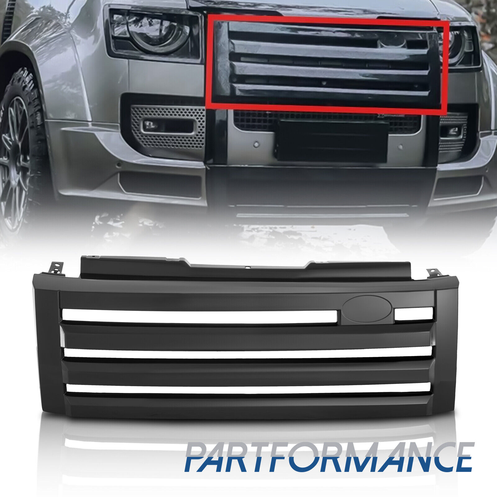 Black Front Grill Mesh Vent Cover Lumma Style For 2020-2024 Land Rover Defender