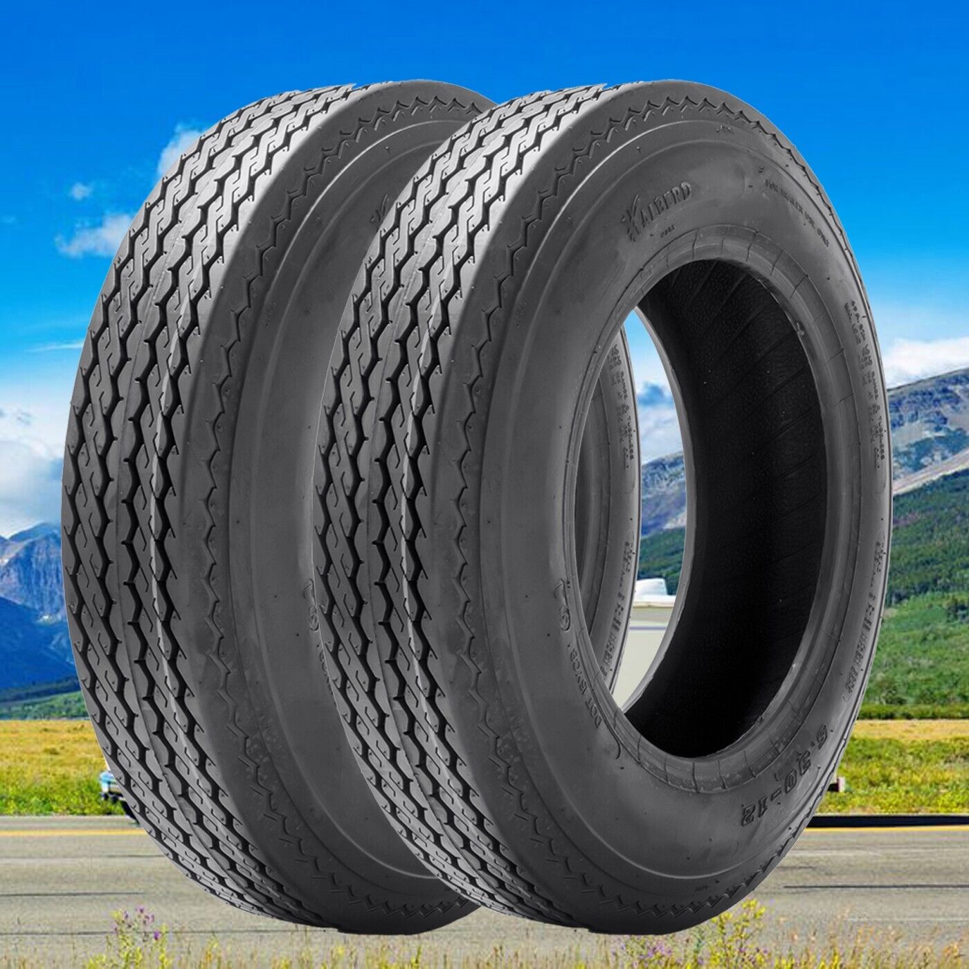 Set 2 4.80-12 Trailer Tires 6Ply 4.80x12 4.8-12 480-12 Replacement Load Range C