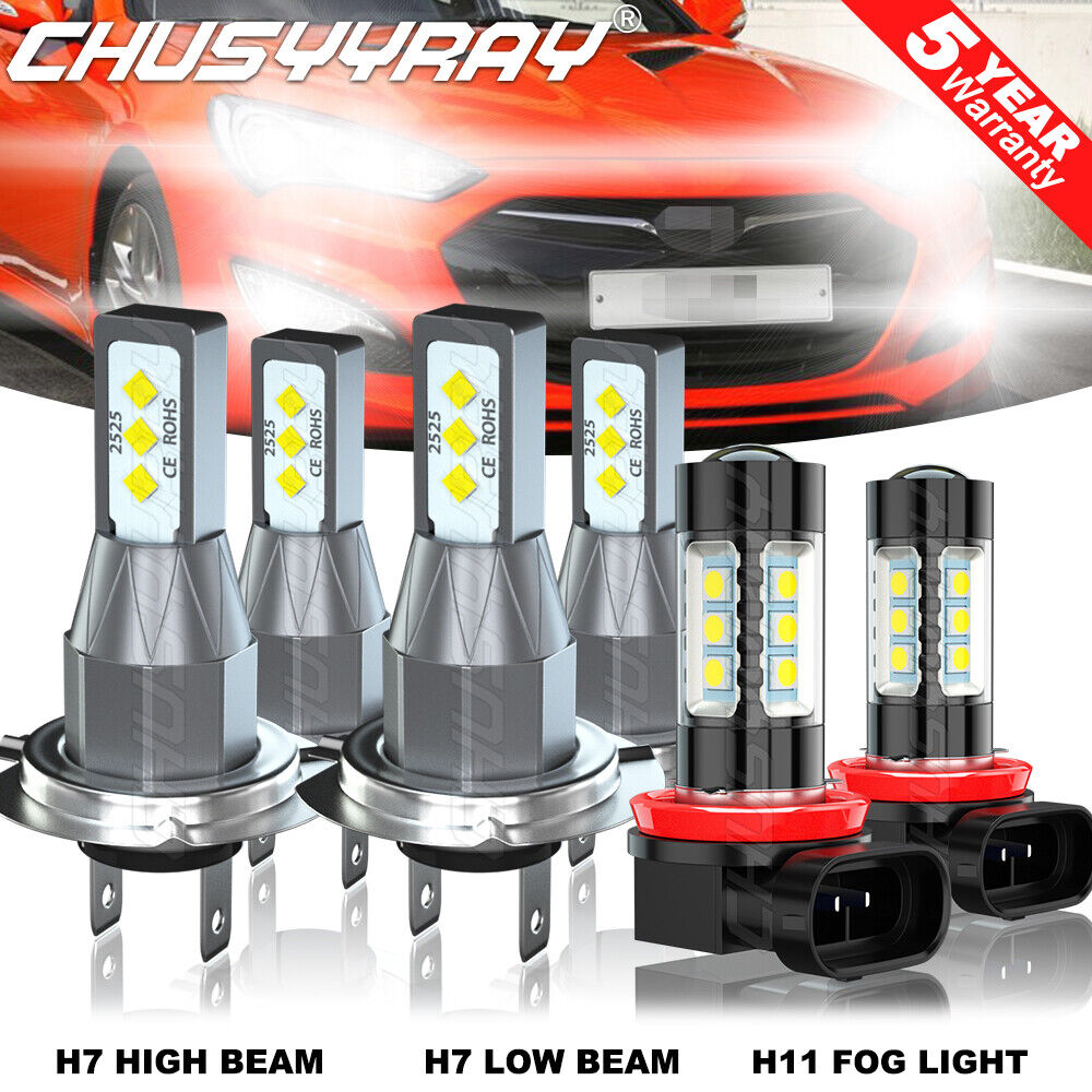 For Hyundai Genesis Coupe 2013-2016 6X LED Headlight Bulbs Kit Hi/Lo + Fog Light