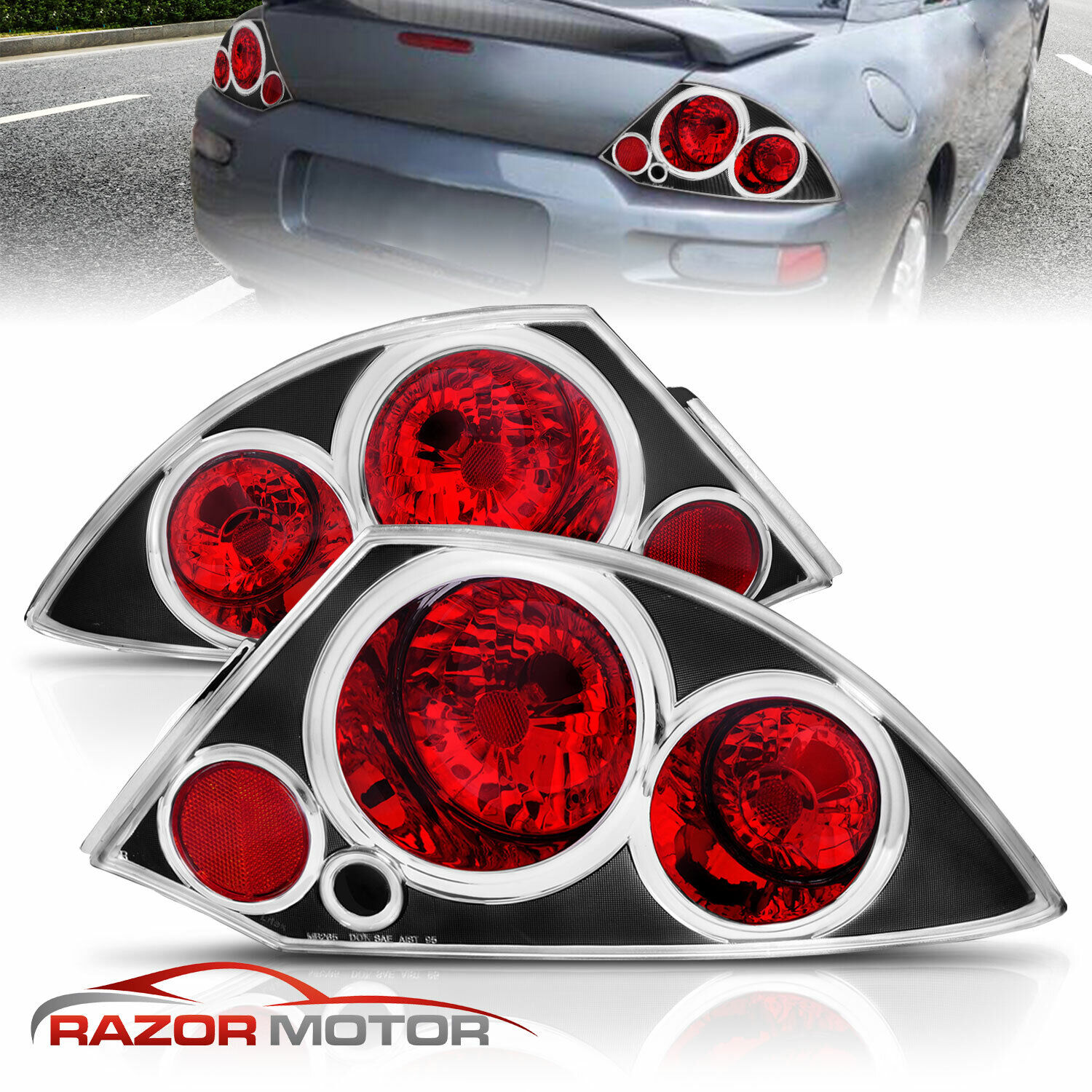 2000-2005 Mitsubishi Eclipse Base/GT/Spyder Altezza Style Black Tail lights Set