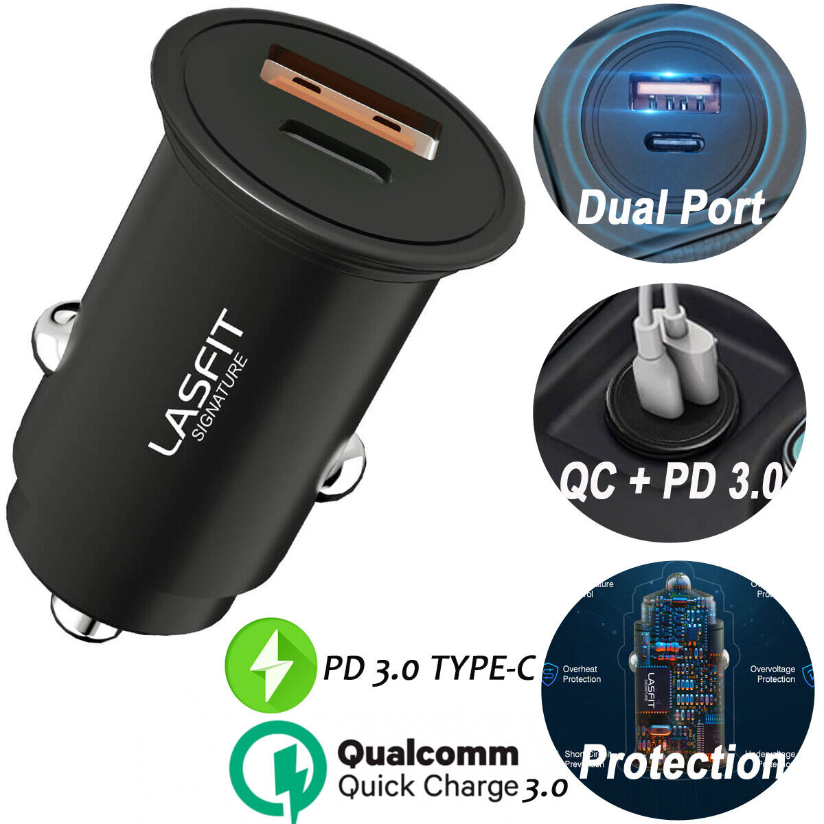 38W Dual USB A Car Charger Charge Adapter For iPhone 13 12 11 8 7