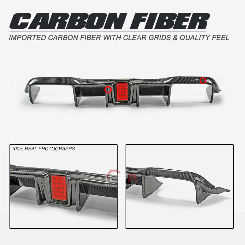 For BMW F87 M2 EA Type Carbon Fiber Rear Bumper Diffuser (with Middle LED)