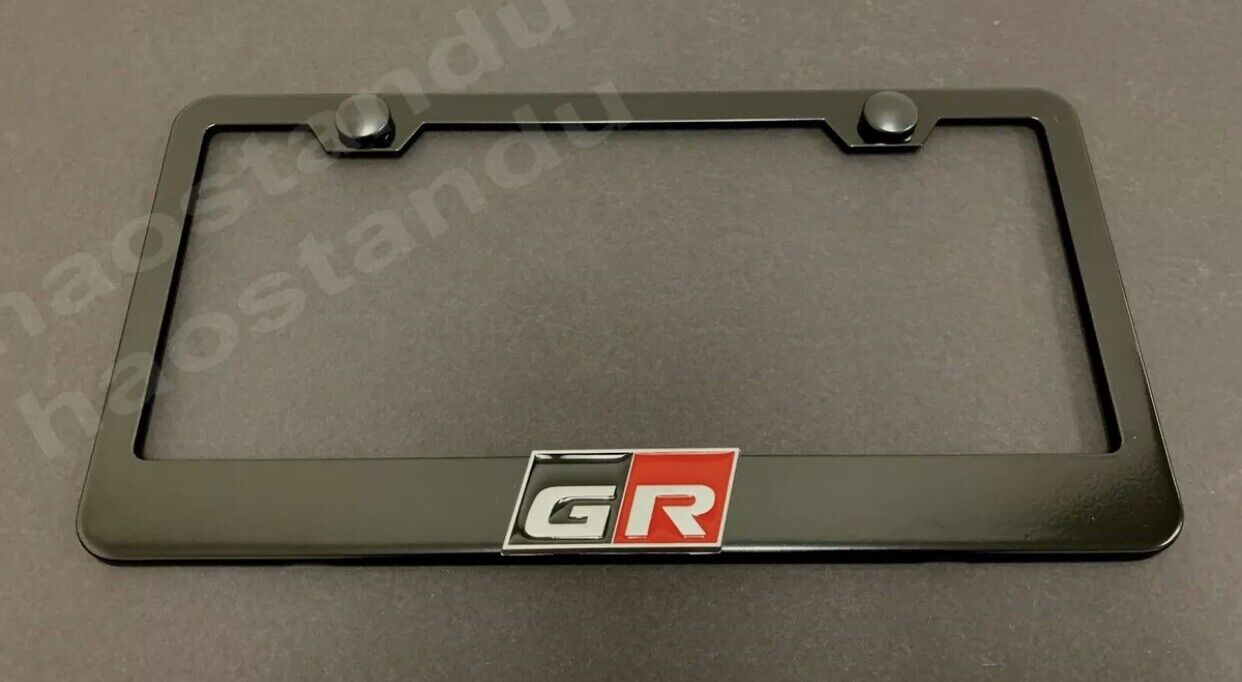 1x GR Gazoo Racing 3D Emblem BLACK Stainless License Plate Frame RUST FREE 