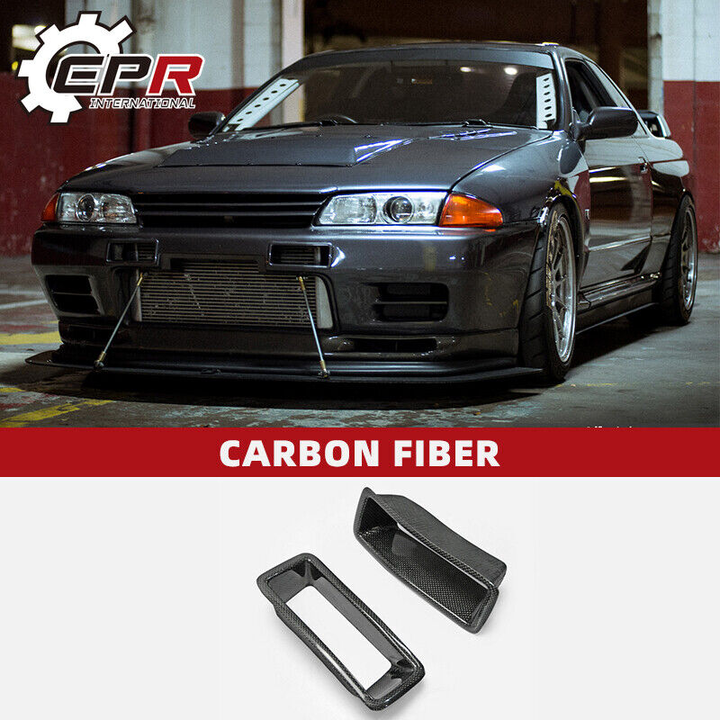 For Nissan R32 Nis N1 Style Carbon Fiber Front Bumper Vents Air Duct Addon Trim