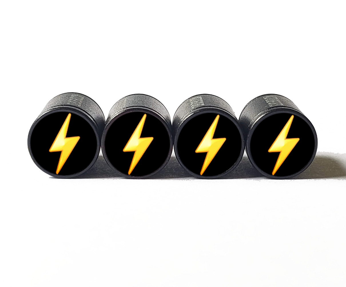 Lightning Bolt Emoji Tire Valve Stem Caps - Set of Four - Fits on all Vehicles