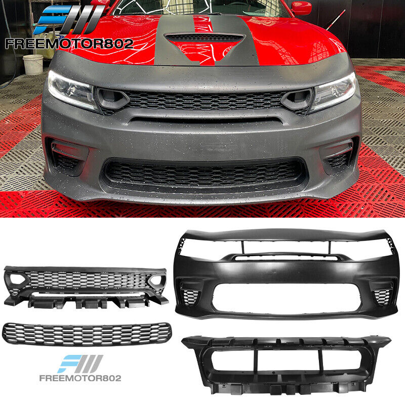 Fits 15-23 Dodge Charger SRT Style Front Bumper Conversion Grille Bodykits