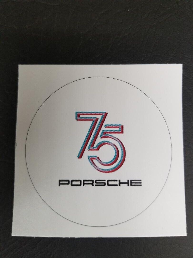 Porsche 75th Anniversary 75mm round vinyl sticker decal (no dates)