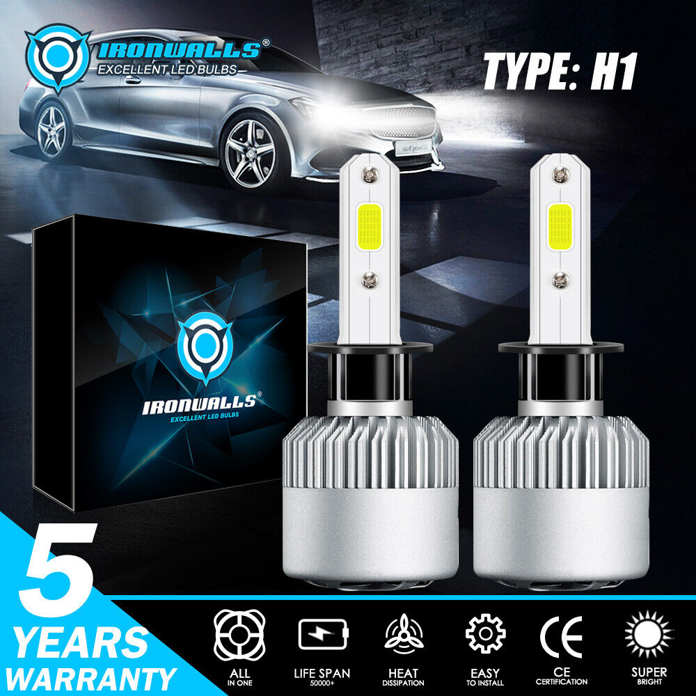 IRONWALLS H1 LED Headlight Bulbs Kit 2000W 300000LM Fog Xenon 6500K Super Bright