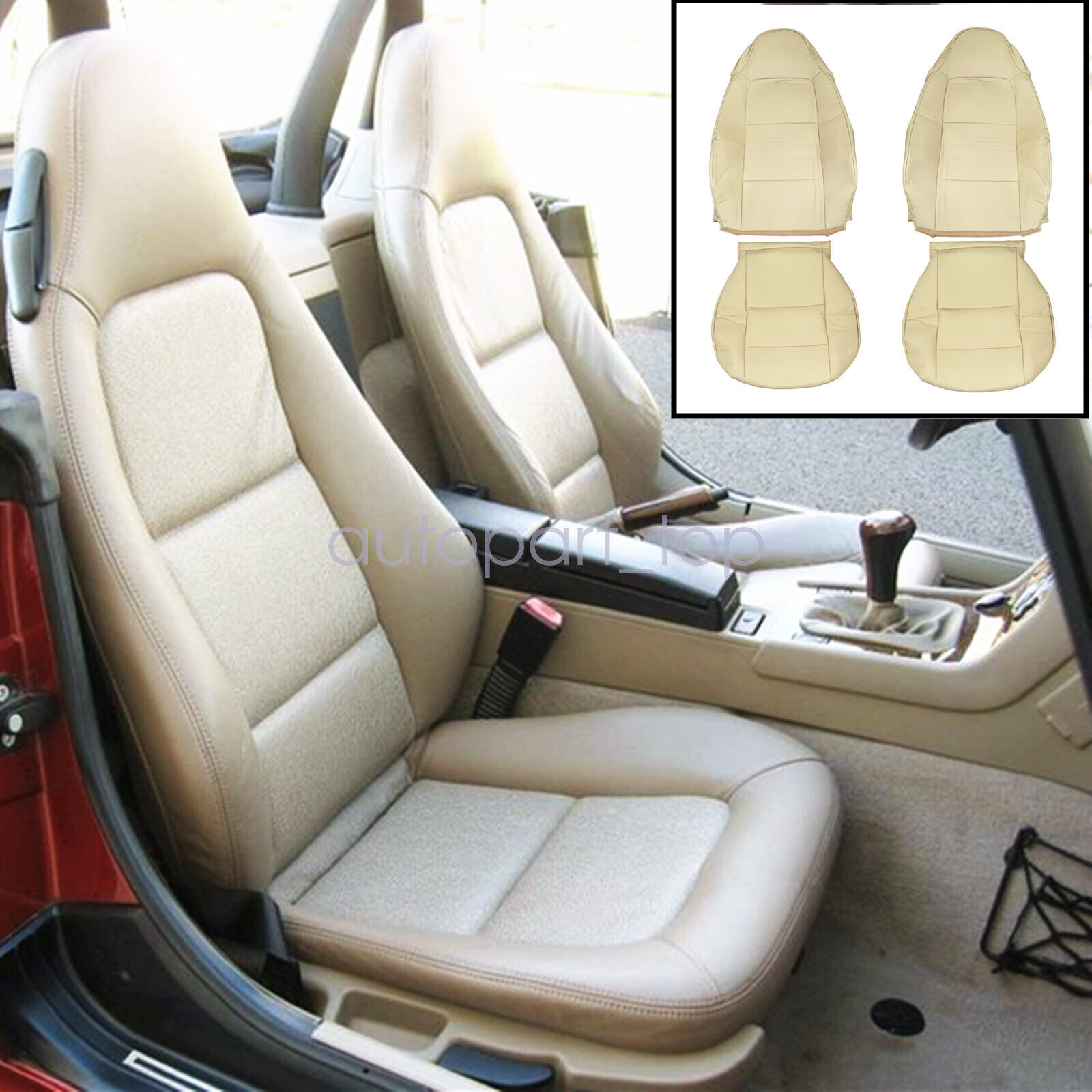 Fits BMW Z3 1996-2002 Full Surround 2 Front Leather Seat Covers Beige