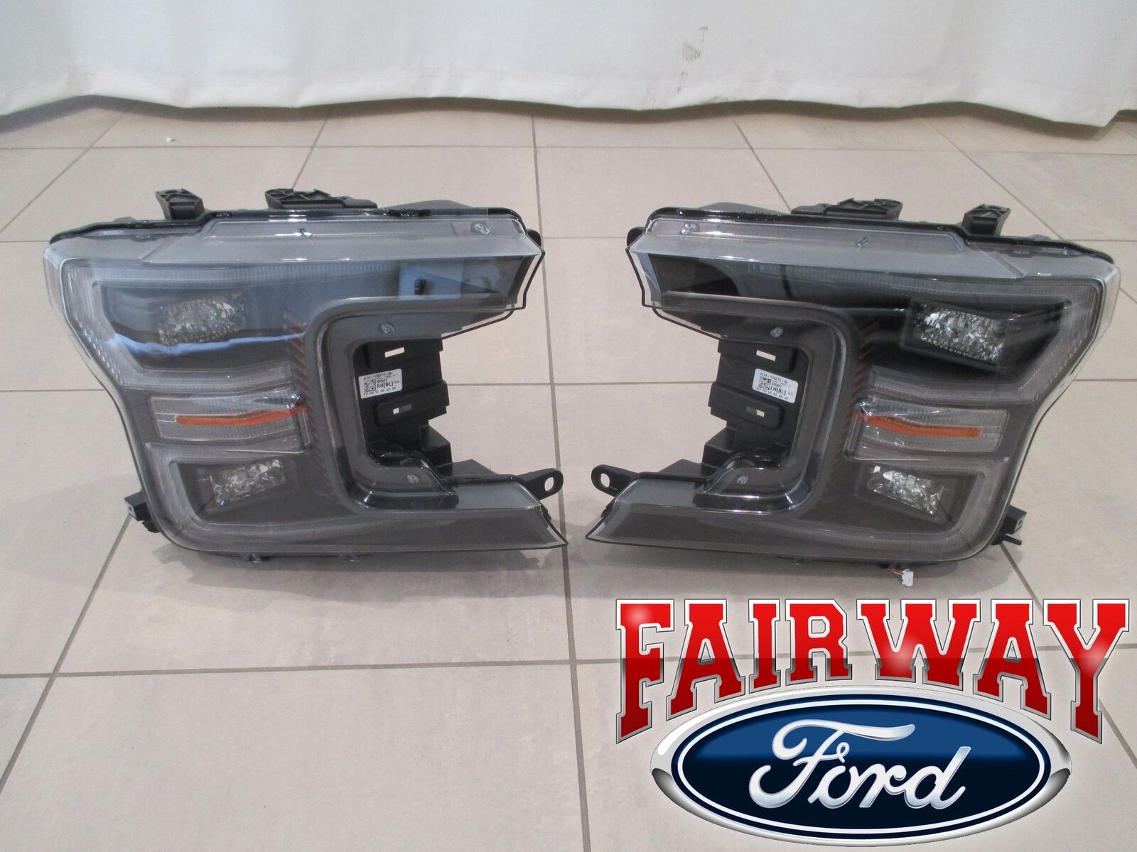 18 thru 20 F-150 OEM Ford Black Special Edition LED Head Lamps Lights PAIR - NEW