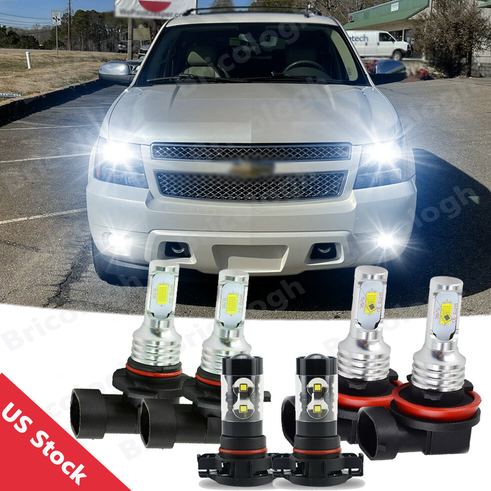 For 2007-2014 Chevy Suburban Tahoe 6x 6000K LED Headlight + Fog Light Bulbs Kits