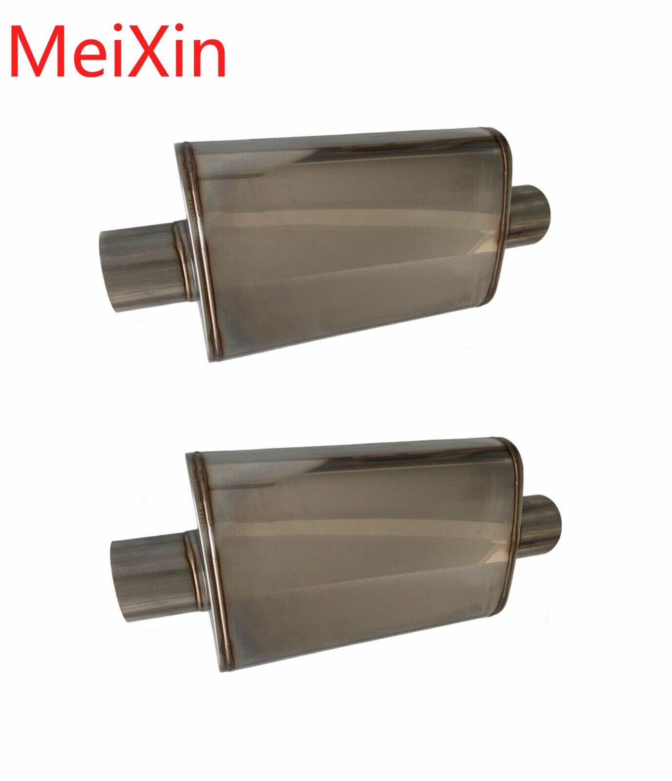 A pair of 3-inch inlet/outlet center universal mufflers through exhaust