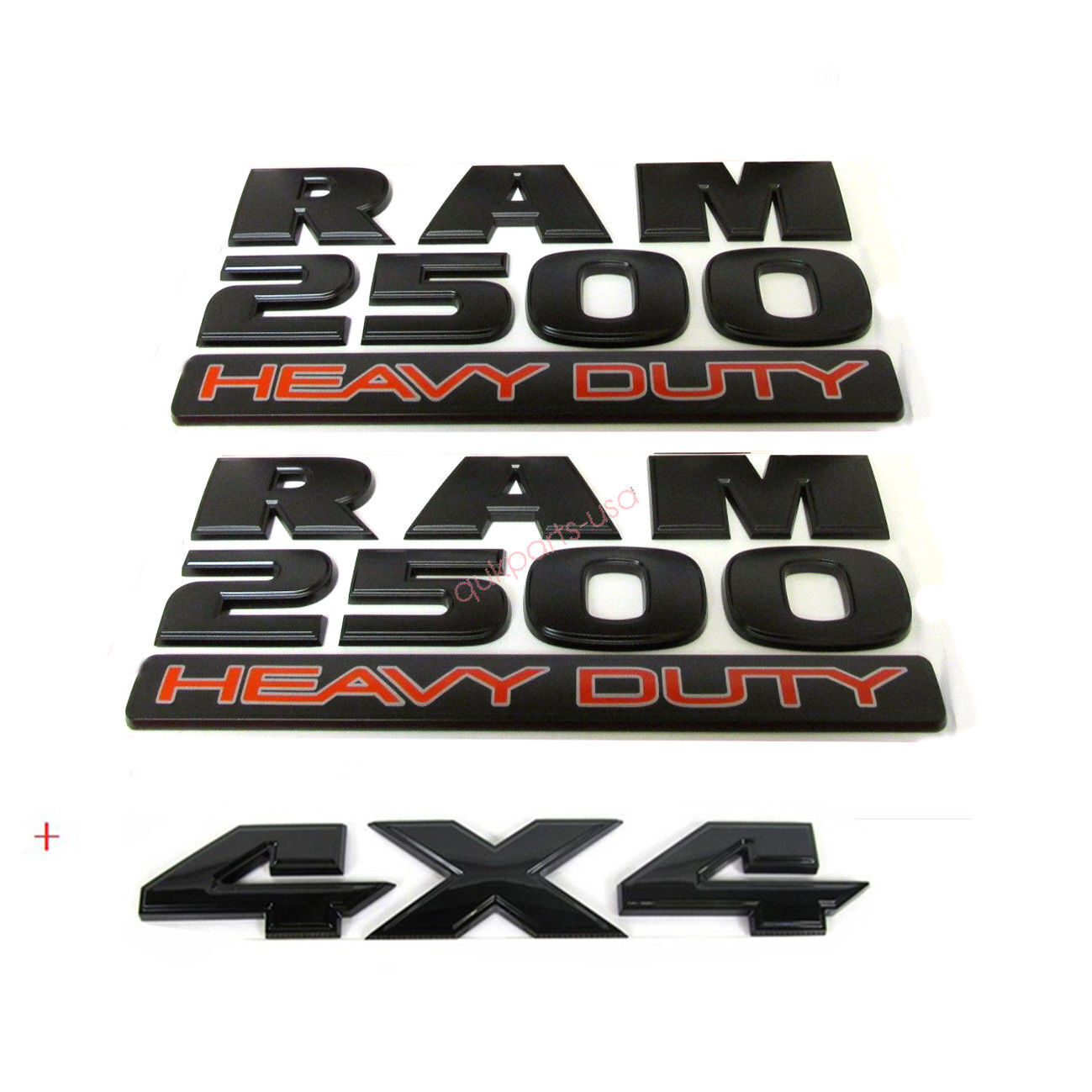 3x OEM Black HEAVY DUTY  2500 Plus 4x4 Emblem Badge 3D Logo Matte A for 2500