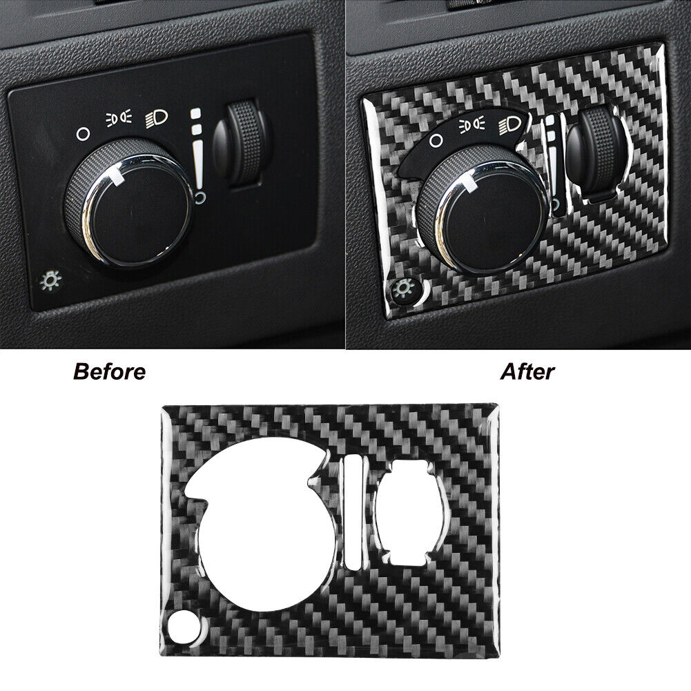 For Dodge Challenger 2008-2014 Carbon Fiber Headlight Switch Panel Cover Trim
