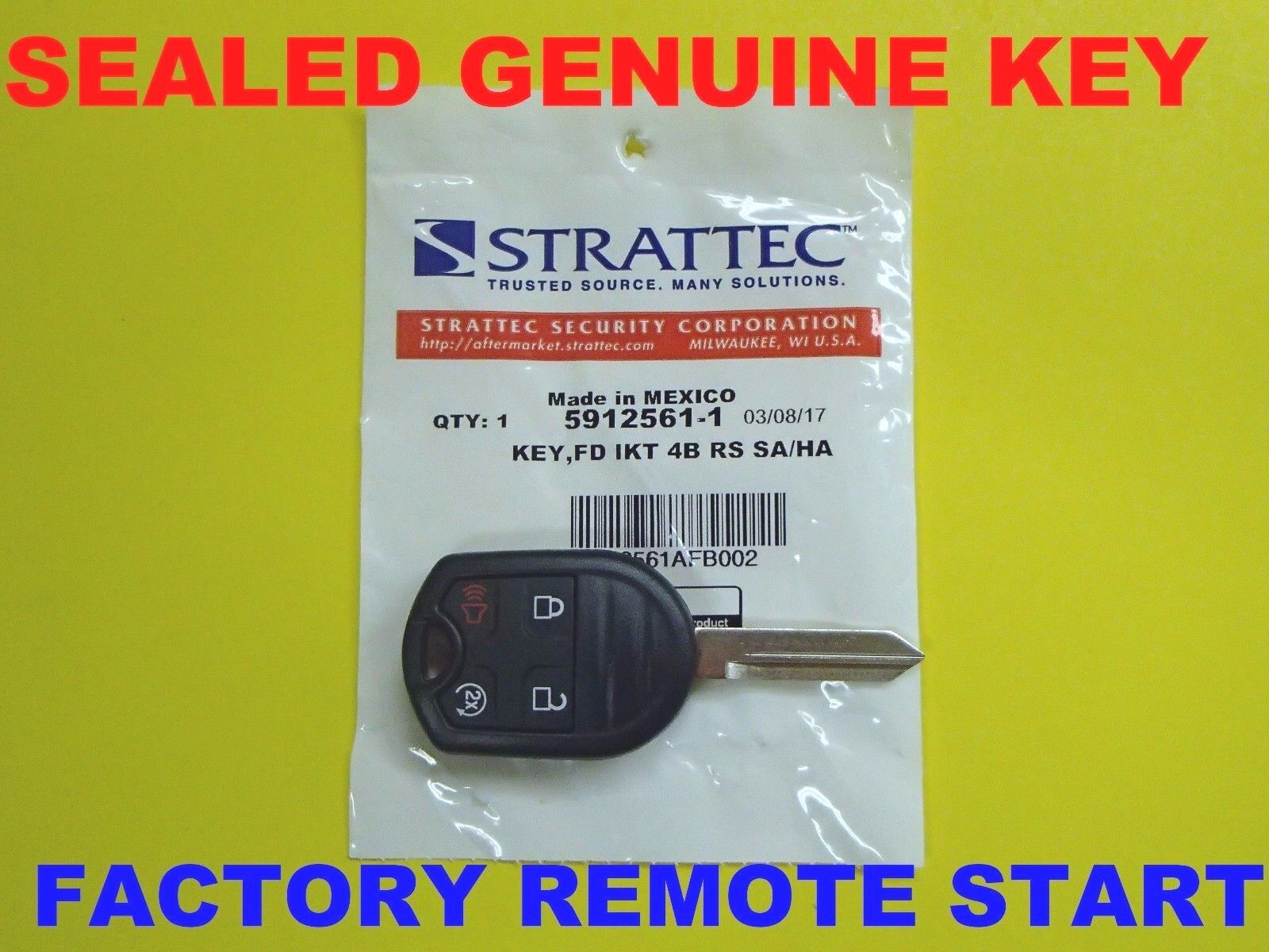 NEW OEM 2011-2018 Ford Remote Head Key W/ Remote Start 164-R8067 5912561 SEALED