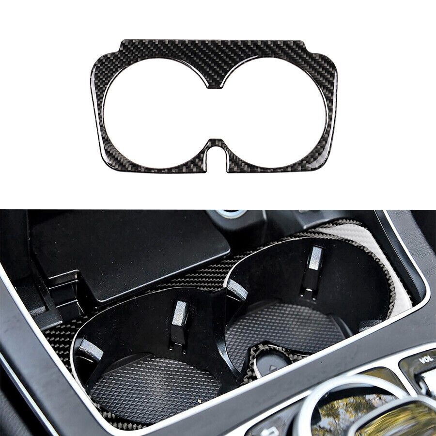 Carbon Fiber Water Cup Holder Cover Trim Fit For Mercedes-Benz C Class W205 