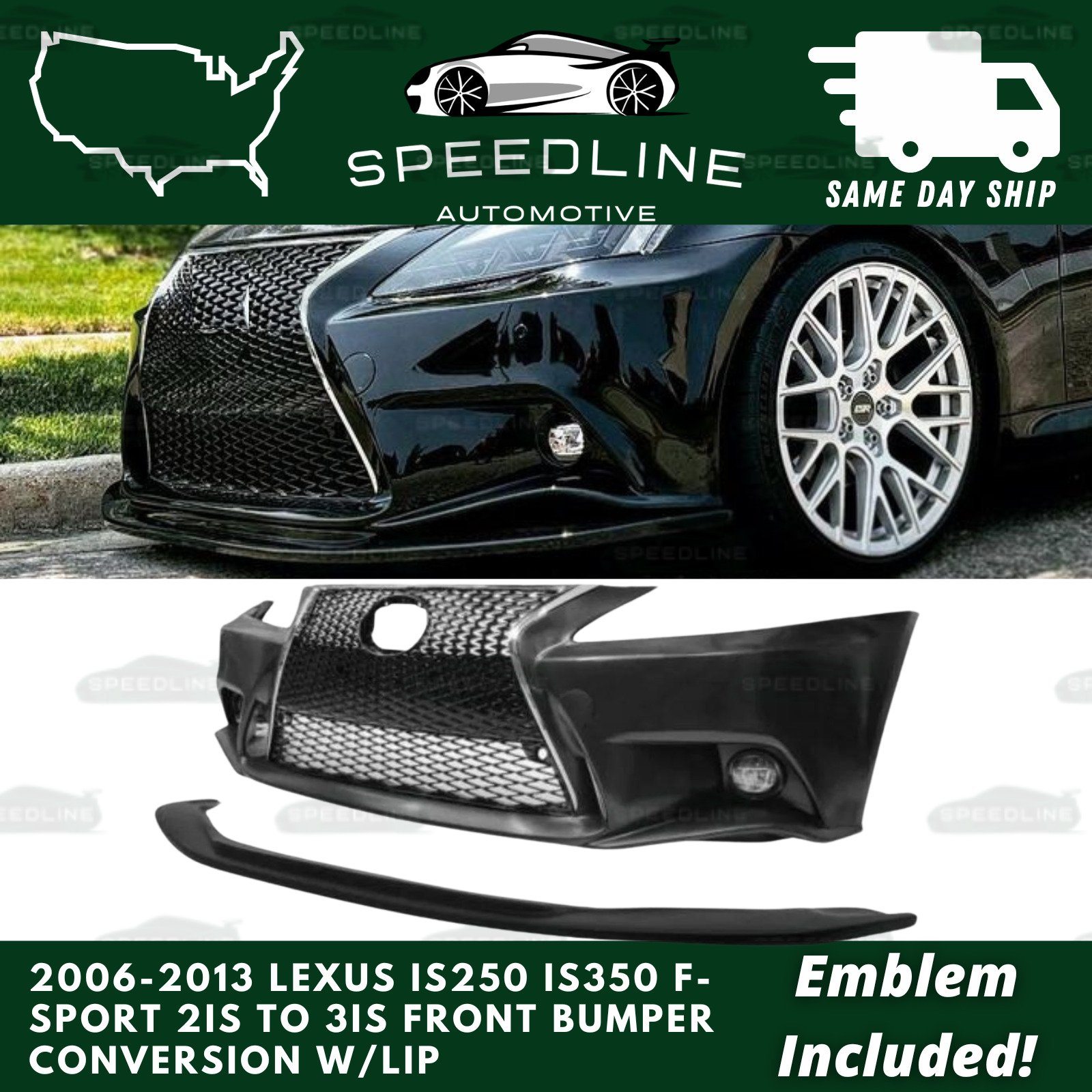 For 2006-2013 Lexus IS250 IS350 C F-Sport Front Bumper Conversion 2IS to 3IS NEW