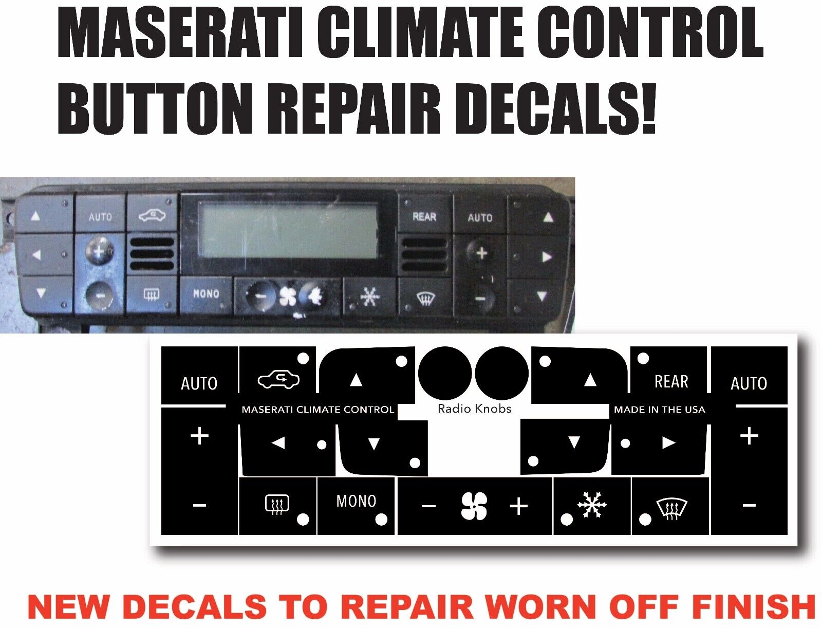 Fits Maserati Quattroporte Granturismo HVAC CLIMATE CONTROL Button Repair