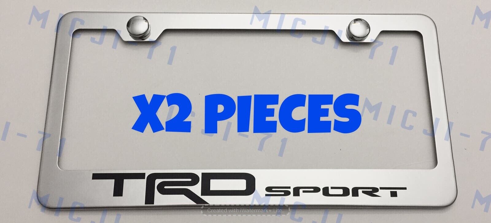 X2 TRD Sport Stainless Steel Chrome Mirror License Plate Frame Rust Free W/ Caps