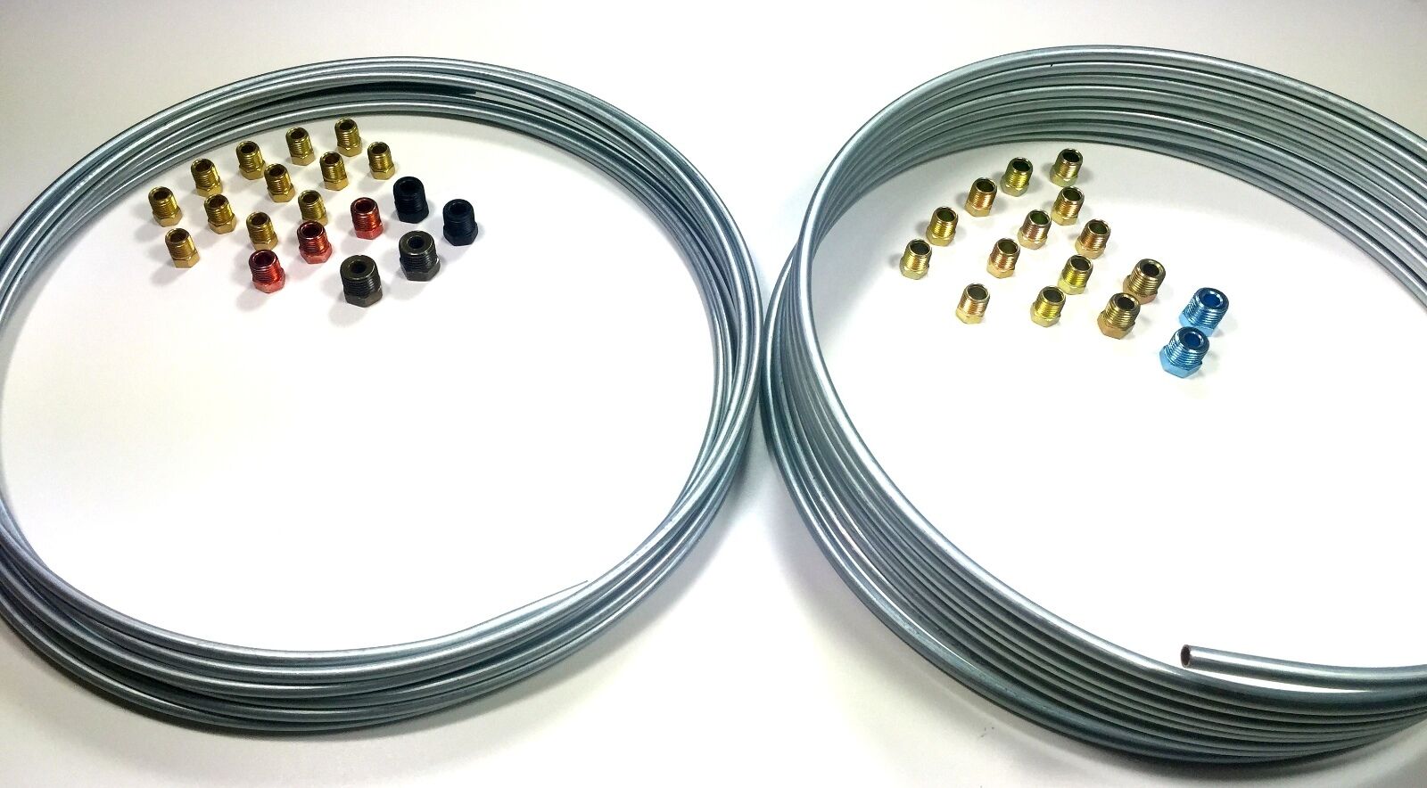 Complete 3/16 and 1/4 inch Brake Line Kit 25 Ft Rolls WITH Fittings