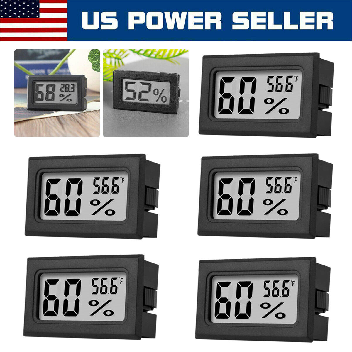 5PCS Digital LCD Indoor Temperature Humidity Meter Thermometer Hygrometer US