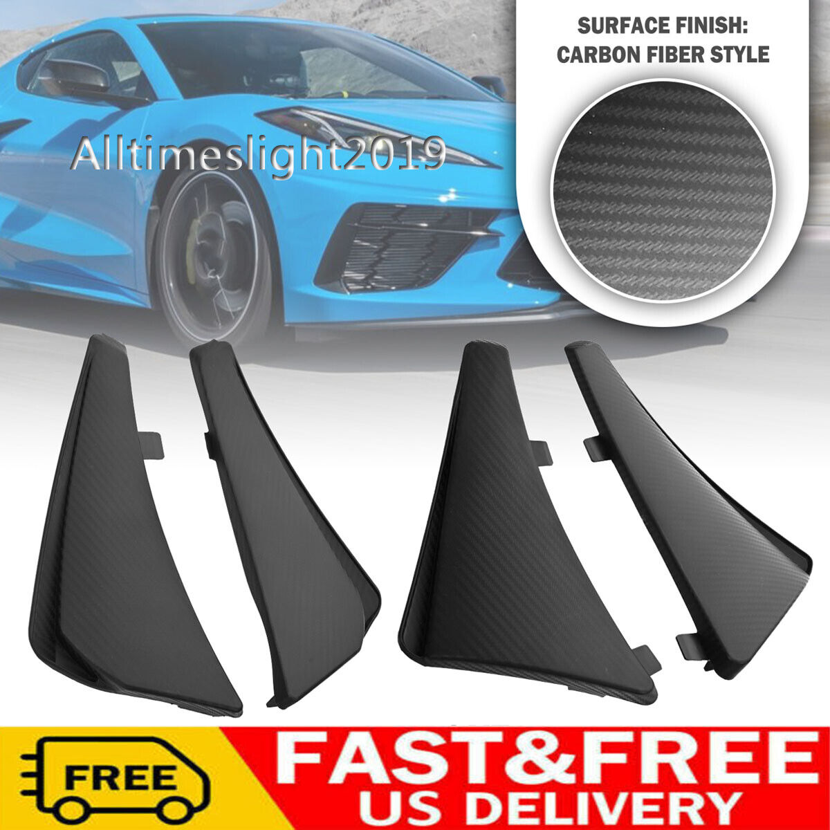 For Corvette C8 2020-2023 XL Extended CARBON FIBER/Front Rear Guard Mud Flaps