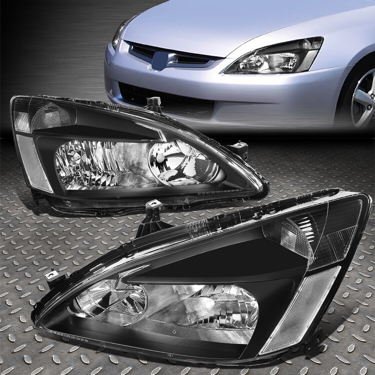 FOR 03-07 HONDA ACCORD BLACK HOUSING CLEAR CORNER HEADLIGHT REPLACEMENT LAMPS